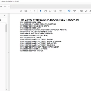 Tadano Crane TM-ZT400 41059202013A BOOM3 SECT.,HOOK-IN Parts Manual - PDF DOWNLOAD