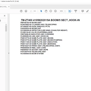 Tadano Crane TM-ZT400 41059202015A BOOM/5 SECT.,HOOK-IN Parts Manual - PDF DOWNLOAD