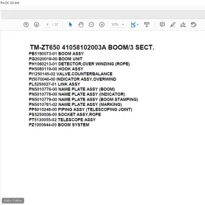 Tadano Crane TM-ZT650 41058102003A BOOM3 SECT. Parts Manual - PDF DOWNLOAD