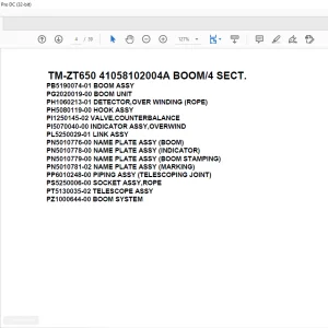 Tadano Crane TM-ZT650 41058102004A BOOM/4 SECT. Parts Manual - PDF DOWNLOAD