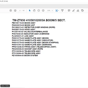 Tadano Crane TM-ZT650 41058102005A BOOM/5 SECT.Parts Manual - PDF DOWNLOAD