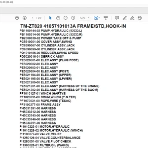 Tadano Crane TM-ZT820 41057101013A FRAMESTD,HOOK-IN Parts Manual - PDF DOWNLOAD