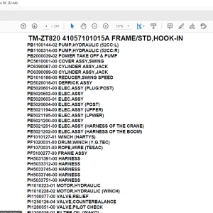 Tadano Crane TM-ZT820 41057101015A FRAME/STD,HOOK-IN Parts Manual - PDF DOWNLOAD