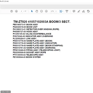 Tadano Crane TM-ZT820 41057102003A BOOM3 SECT. Parts Manual  - PDF DOWNLOAD