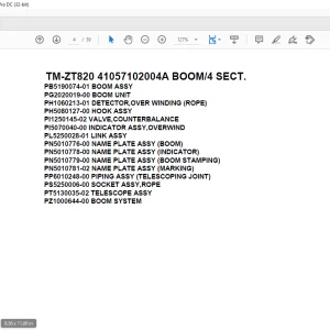 Tadano Crane TM-ZT820 41057102004A BOOM4 SECT. Parts Manual - PDF DOWNLOAD