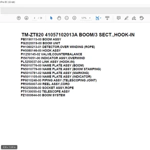 Tadano Crane TM-ZT820 41057102013A BOOM/3 SECT.,HOOK-IN Parts Manual - PDF DOWNLOAD