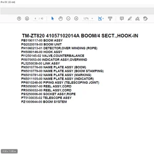 Tadano Crane TM-ZT820 41057102014A BOOM/4 SECT.,HOOK-IN Parts Manual - PDF DOWNLOAD