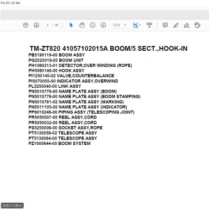 Tadano Crane TM-ZT820 41057102015A BOOM5 SECT.,HOOK-IN Parts Manual - PDF DOWNLOAD