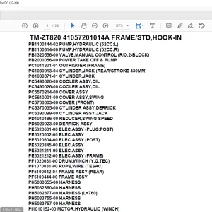 Tadano Crane TM-ZT820 41057201014A FRAME/STD,HOOK-IN Parts Manual - PDF DOWNLOAD