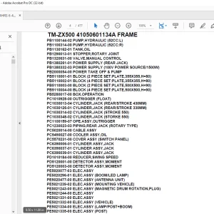 Tadano Crane TM-ZX500 41050601134A FRAME Parts Manual - PDF DOWNLOAD