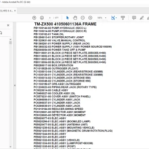 Tadano Crane TM-ZX500 41050601136A FRAME Parts Manual  - PDF DOWNLOAD
