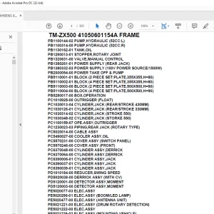 Tadano Crane TM-ZX500 41050601154A FRAME Parts Manual - PDF DOWNLOAD