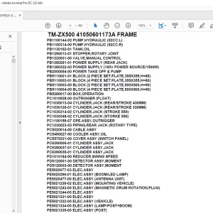 Tadano Crane TM-ZX500 41050601173A FRAME Parts Manual  - PDF DOWNLOAD