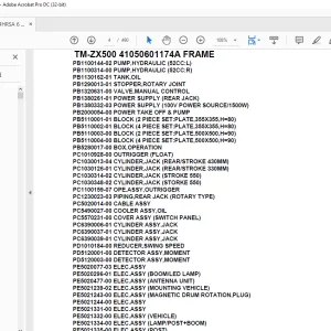 Tadano Crane TM-ZX500 41050601174A FRAME Parts Manual - PDF DONWLOAD
