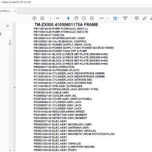 Tadano Crane TM-ZX500 41050601175A FRAME Parts Manual -  PDF DOWNLOAD
