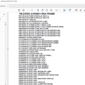 Tadano Crane TM-ZX500 41050601195A FRAME Parts Manual - PDF DOWNLOAD