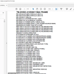 Tadano Crane TM-ZX500 41050601196A FRAME Parts Manual - PDF DOWNLOAD
