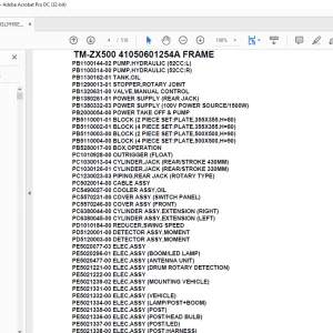 Tadano Crane TM-ZX500 41050601254A FRAME Parts Manual  - PDF DOWNLOAD