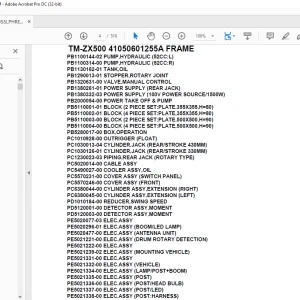 Tadano Crane TM-ZX500 41050601255A FRAME Parts Manual  - PDF DOWNLOAD