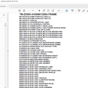 Tadano Crane TM-ZX500 41050601285A FRAME Parts Manual - PDF DOWNLOAD