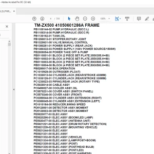 Tadano Crane TM-ZX500 41050601286A FRAME Parts Manual  - PDF DOWNLOAD