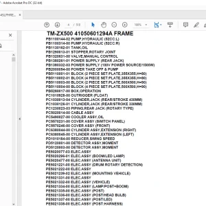 Tadano Crane TM-ZX500 41050601294A FRAME Parts Manual - PDF DOWNLOAD