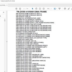 Tadano Crane TM-ZX500 41050601296A FRAME Parts Manual  - PDF DOWNLOAD