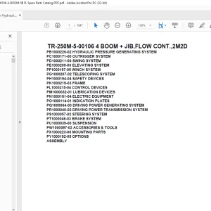 Tadano Crane TR-250M-5-00106 4 BOOM + JIB,FLOW CONT.,2M2D Parts Manual - PDF DOWNLOAD