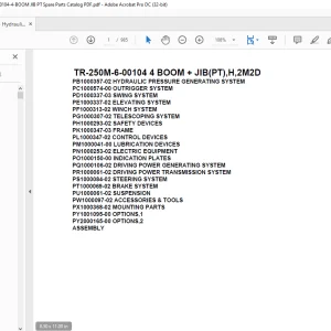 Tadano Crane TR-250M-6-00104 4 BOOM + JIB(PT),H,2M2D Parts Manual - PDF DOWNLOAD