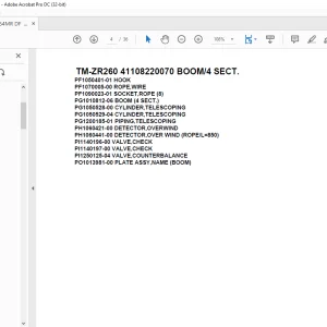 Tadano Crane TTM-ZR260 41108220070 BOOM/4 SECT. Parts Manual - PDF DOWNLOAD