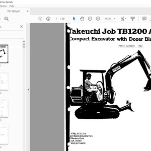 Takeuchi Job TB1200 AL Compact Excavator Parts Manual PDF