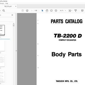 Takeuchi TB 2200 D Body Compact Excavator Parts Manual - PDF DOWNLOAD