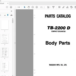 Takeuchi TB-2200 D Compact Excavator Body Parts Manual - PDF DOWNLOAD