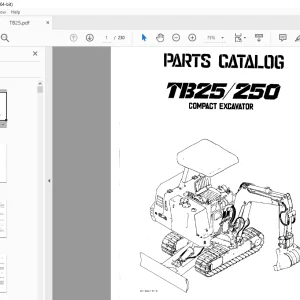 Takeuchi TB 25 TB250 Compact Excavator Parts Manual - PDF DOWNLOAD