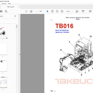 Takeuchi TB016 Compact Excavator Parts Book PDF Download