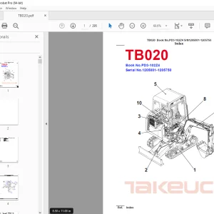 Takeuchi TB020 Compact Excavator Parts Manual - PDF DOWNLOAD