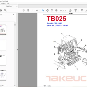Takeuchi TB025 Compact Excavator Parts Manual - PDF DOWNLOAD