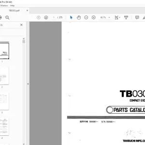 Takeuchi TB030(B) Compact Excavator Parts Manual - PDF DOWNLOAD