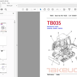 Takeuchi TB035 Compact Excavator Parts Manual - PDF DOWNLOAD