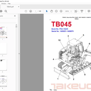 Takeuchi TB045 Compact Excavator Parts Manual - PDF DOWNLOAD