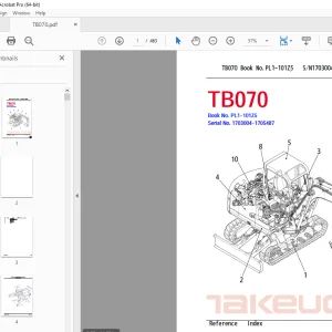 Takeuchi TB070 Compact Excavator Parts Manual - PDF DOWNLOAD