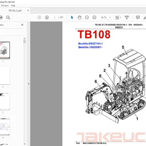 Takeuchi TB108 Compact Excavator Parts Manual - PDF DOWNLOAD