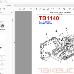 Takeuchi TB1140 Compact Excavator Parts Manual - PDF DOWNLOAD