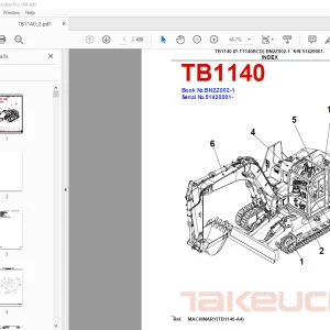 Takeuchi TB1140 Crawler Excavator Parts Manual - PDF DOWNLOAD