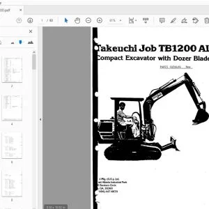 Takeuchi TB1200 Al Compact Excavator with Dozer Blade Parts Manual - PDF
