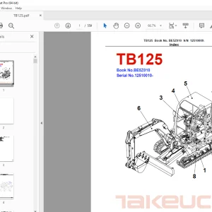 Takeuchi TB125 Compact Excavator Parts Manual - PDF DOWNLOAD