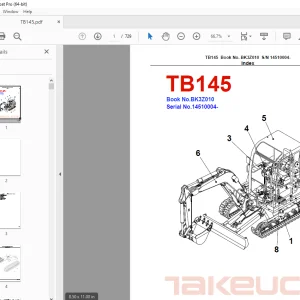 Takeuchi TB145 Compact Excavator Parts Manual - PDF DOWNLOAD