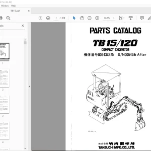Takeuchi TB15 TB120 Compact Excavator Parts Manual - PDF DOWNLOAD