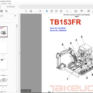 Takeuchi TB153FR Compact Excavator Parts Manual - PDF DOWNLOAD