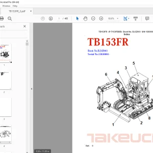 Takeuchi TB153FR Compact Excavator Parts Manual - PDF DOWNLOAD